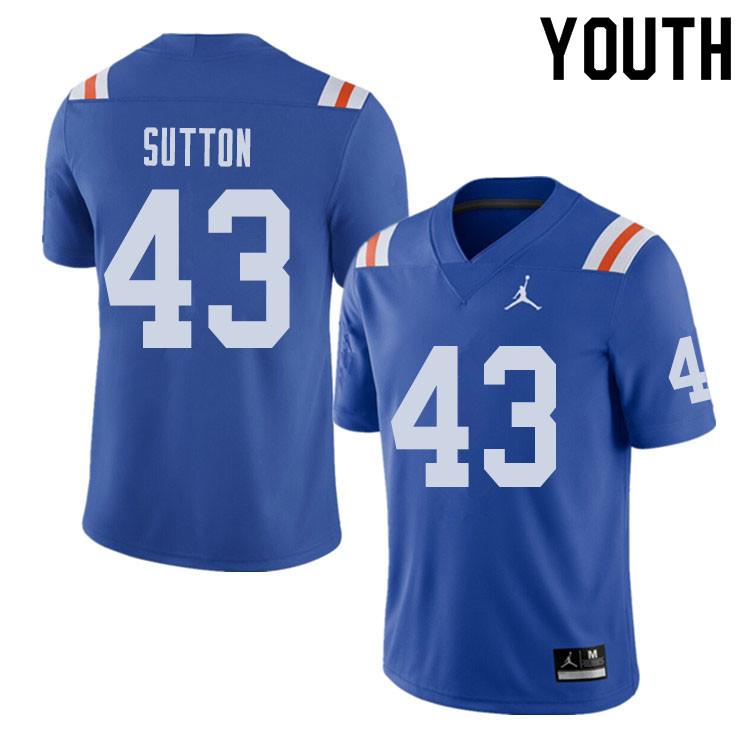 Jordan Brand Youth #43 Nicolas Sutton Florida Gators Throwback Alternate College Football Jerseys Sa - Click Image to Close